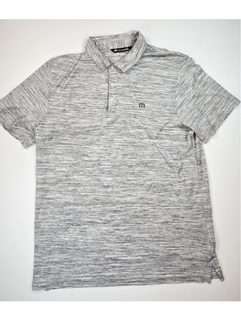 TravisMathew Polo Shirt Men’s L Gray Space Dye Performance Golf Short Sleeve
